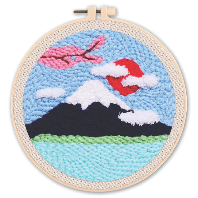 Mountains Scenery Punch Needle Embroidery Kit with Yarn for Beginners DIY Needlework Wool Work Decorative Paintings Home Decor
