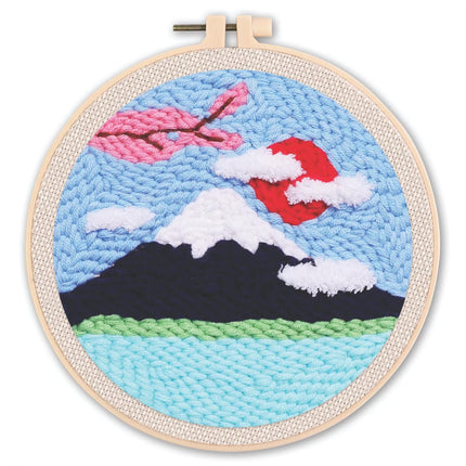 Mountains Scenery Punch Needle Embroidery Kit with Yarn for Beginners DIY Needlework Wool Work Decorative Paintings Home Decor