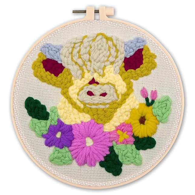 Diy Punch Needle Embroidery Starter Kits Animal Pattern Sewing Kit Funny Easy Yarn Painting Arts DIY Needlework Set For Beginner