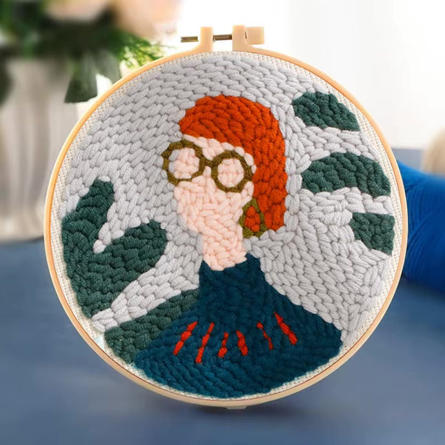 DIY Embroidery Kit Cartoon Punch Needle Stitching Craft Set Pattern Printed Needlework Cross Stitch Sewing Painting Home Decor