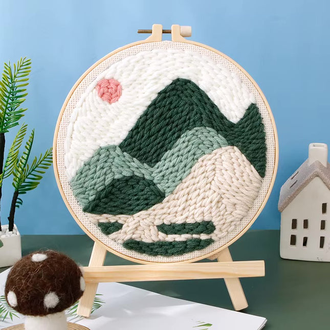 GATYZTORY Landscape Punch Needle Embroidery Kit for Beginners Soft Yarn Painting Arts Needlework Embroidery Set Home Decor