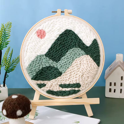 GATYZTORY Landscape Punch Needle Embroidery Kit for Beginners Soft Yarn Painting Arts Needlework Embroidery Set Home Decor