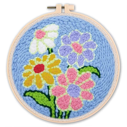 SDOYUNO Diy Punch Needle Embroidery Starter Kits For Beginner Flower Handicrafts Arts Poking Embroidery Yarn Painting Crafts