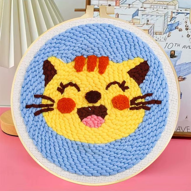 Animal Cat Pattern Punch Needle Embroidery Starter Kit Punch Needle Kits Embroidery Pen For Adults Kids Beginner Gift Home Decor