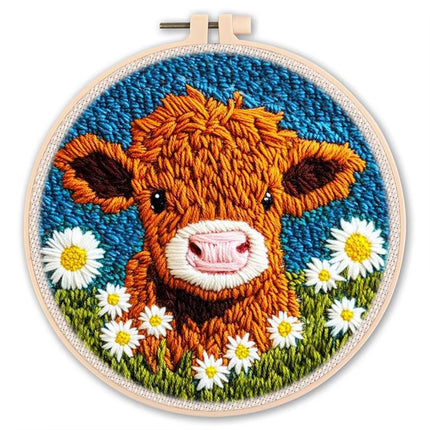 Diy Punch Needle Embroidery Starter Kits Animal Pattern Sewing Kit Funny Easy Yarn Painting Arts DIY Needlework Set For Beginner