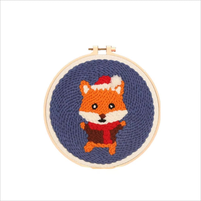 Cotton Embroidered Fabric Punch Needle Embroidery Kit Christmas Collection Easy DIY Play Punch Needle Kits Coarse Wool