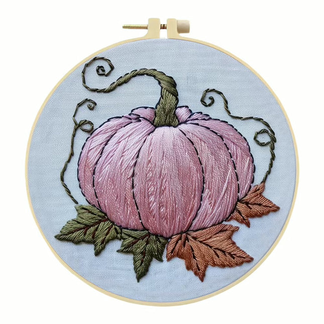 Halloween Stamped Cross Stitch Embroidery Kits with Hoop Cloth Color Thread