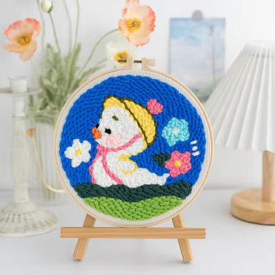 20x20cm Punch Needle Embroidery Starter Kits Rug Hooking Kit for Adults Beginners Handcraft Punch Needle Kits with Embroidery