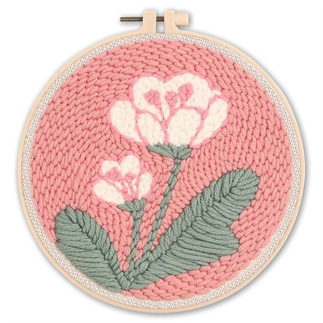 SDOYUNO Diy Punch Needle Embroidery Starter Kits For Beginner Flower Handicrafts Arts Poking Embroidery Yarn Painting Crafts