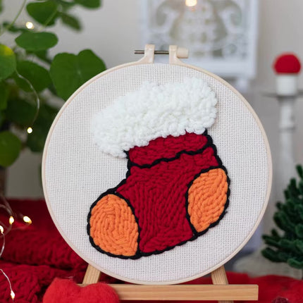 GATYZTORY DIY Punch Needle Embroidery Kit Santa Claus Snowman Frame Punch Set for Beginners Easy Handicraft DIY Christmas Gift