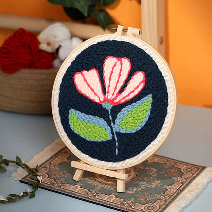 DIY Punch Needle Embroidery Kit with Yarn Floral Pattern Starter Kit Magic Tufting Set Poking Cross Stitch Tools For Knitting