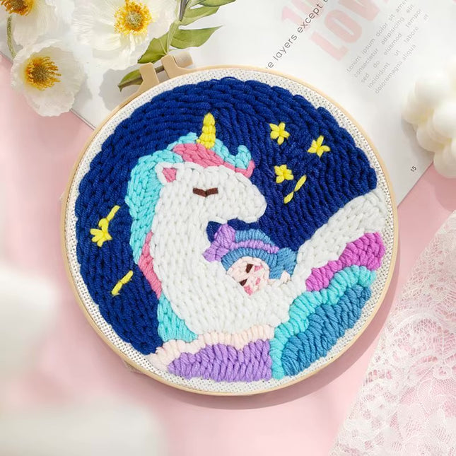 CHENISTORY Punch Needle Embroidery Kit Cartoon Animal Starter Set  For Adult Beginner Funny Kit Needlework DIY Craft