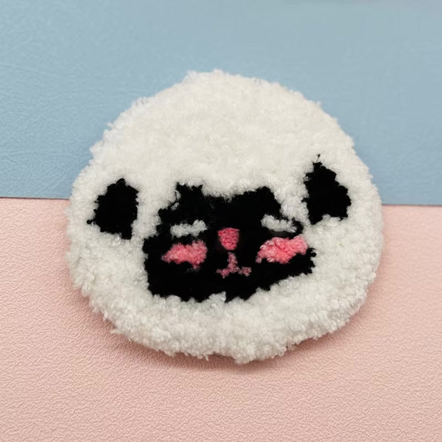 1PC 4cm DIY Punch Needle Coasters Kit Containing yarn Fun Pattern Coaster Set For Christmas with Animal Pattern Tea Cushions