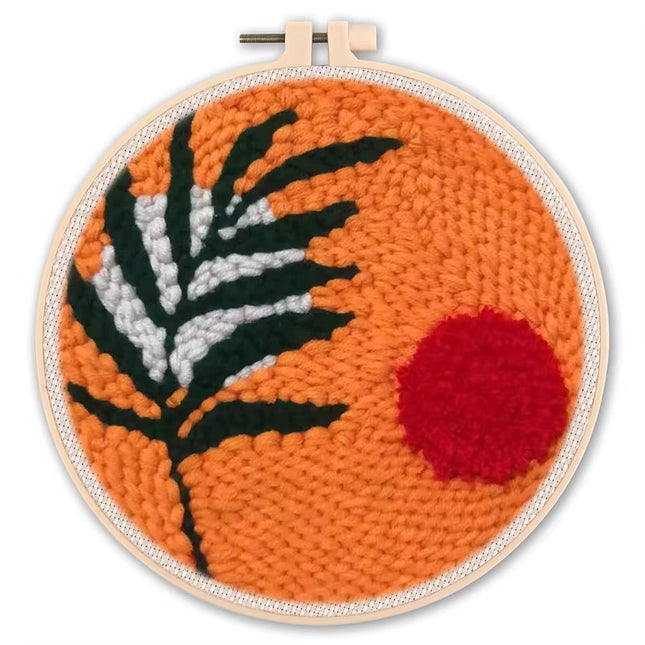 Diy Punch Needle Embroidery Starter Kits For Beginner Leaves Pattern Funny Easy Yarn Painting Arts DIY Needlework Set Sewing Kit