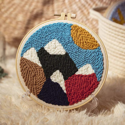 Mountains Scenery Punch Needle Embroidery Kit with Yarn for Beginners DIY Needlework Wool Work Decorative Paintings Home Decor