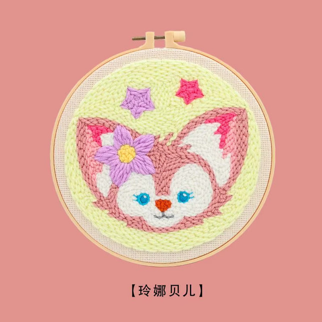 Cartoon Animal Punch Needle Embroidery Kit for Beginners Cute Magic Needle Embroidery Set Soft Yarn Needlework Cross Stitch Set