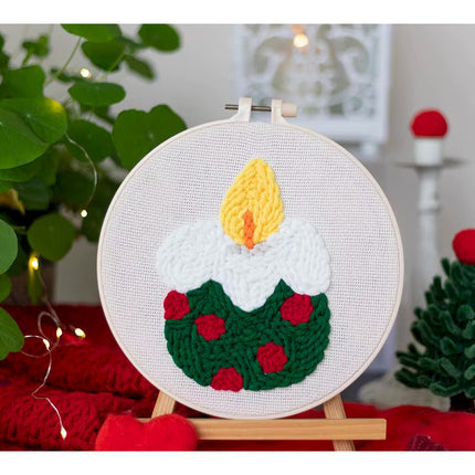 Easy DIY Craft Punch Needle Embroidery Kits with Stamped Color Pattern Package Instruction,Yarn and Adjustable Pen Christmas