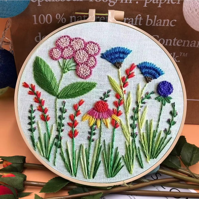 European Style Needle Punch Embroidery Kits Embroidery Hoop Stitch Practice Needle Thread DIY Crafts Ornament Sewing Accessories