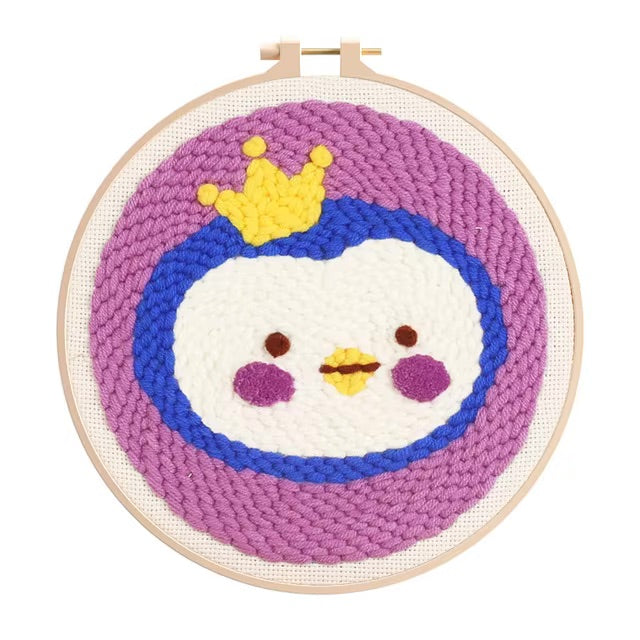 CHENISTORY Punch Needle Embroidery Kit Cartoon Cute Animals Package Diy Crafts Sewing Embroidery Poke Handmade DIY Craft