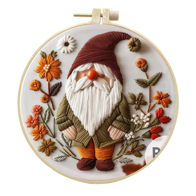 Christmas Gnome Halloween Embroidery Kit for DIY Cross Stitch Embroidery kit with Needle, Thread, Stamped Cloth
