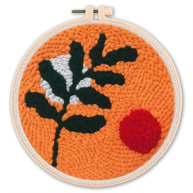Diy Punch Needle Embroidery Starter Kits For Beginner Leaves Pattern Funny Easy Yarn Painting Arts DIY Needlework Set Sewing Kit