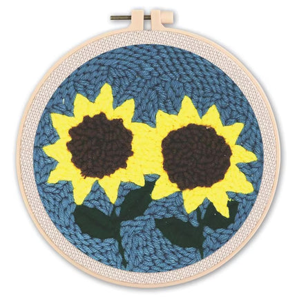 GATYZTORY Flowers Punch Needle Embroidery Starter Kits Embroidery Hoop Yarns For Adults Beginners Diy Gift Easy Handicraft