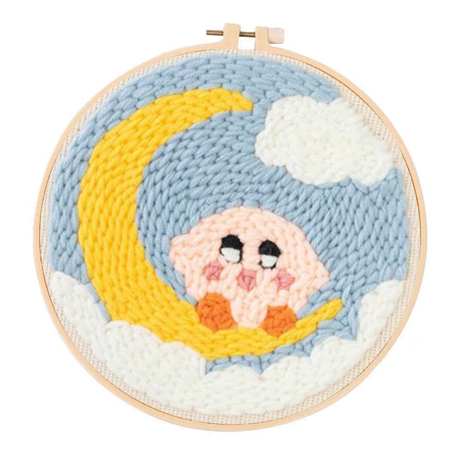 Embroidery Starter Kit Punch Needle Threader Fabric Embroidery Hoop Yarn Rug Punch Needle Pock Pen for Adults Kids Beginner