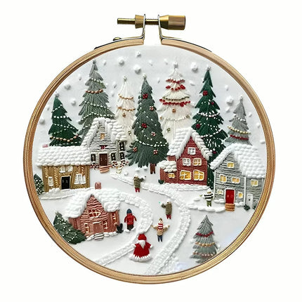 Christmas Cross Stitch Embroidery Kit Includes Embroidery Hoop Embroidery Cloth Threads DIY Embroidery Kit for Beginners Adults