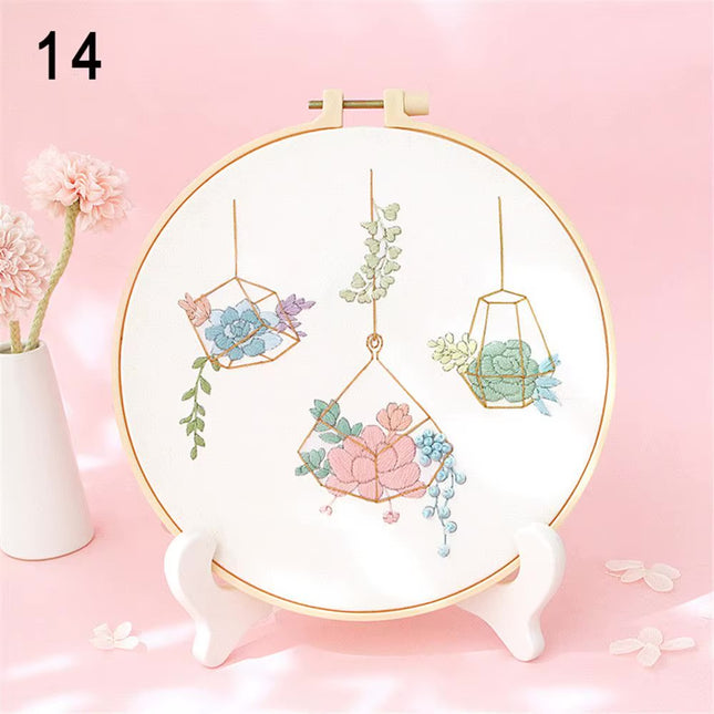 Embroidery Kit for Beginners and Embroidery Enthusiasts - Includes Floral Landscape with Thread Needles Summer Craft DIY Tool