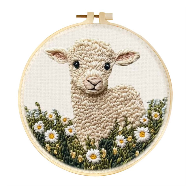 20x20cm Punch Needle Embroidery Starter Kits Cow Pattern for Adults Beginners Punch Needle Kits Easy Handicraft DIY Decor Gift