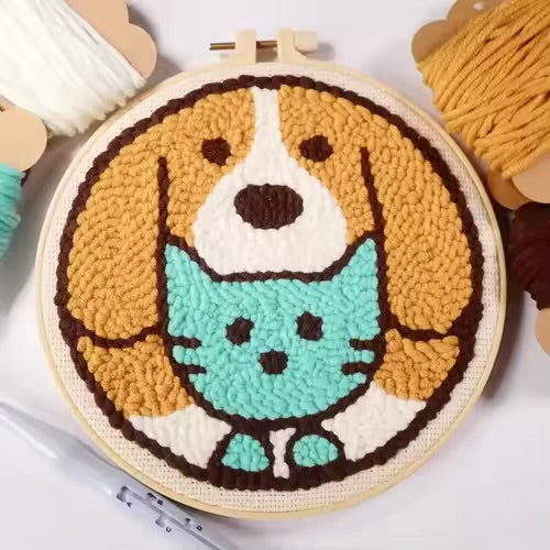 GATYZTORY punch needle embroidery kits Cute Animals Simple Easy for beginners Yarn Sewing accessories adult crafts Diy Set Gift