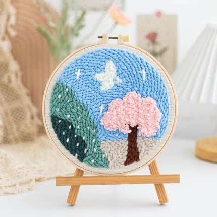 GATYZTORY punch needle embroidery kits Fresh scenery embroidered kit Cross stitch kits Embroidery frame Art and crafts with need