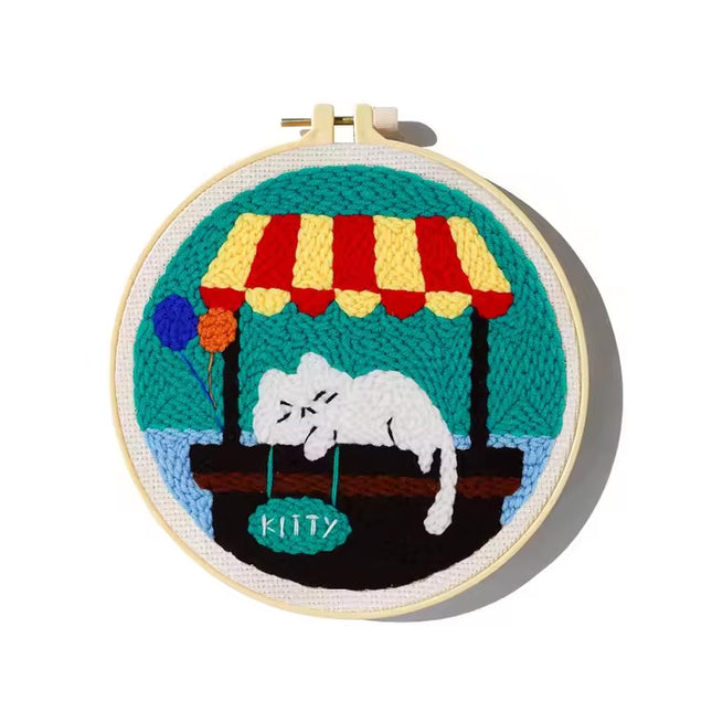 Punch Needle Embroidery Starter Kit Punch Needle Kits Cartoon Animal Pattern Craft Painting Cross Stitch Beginner Kits For Adult