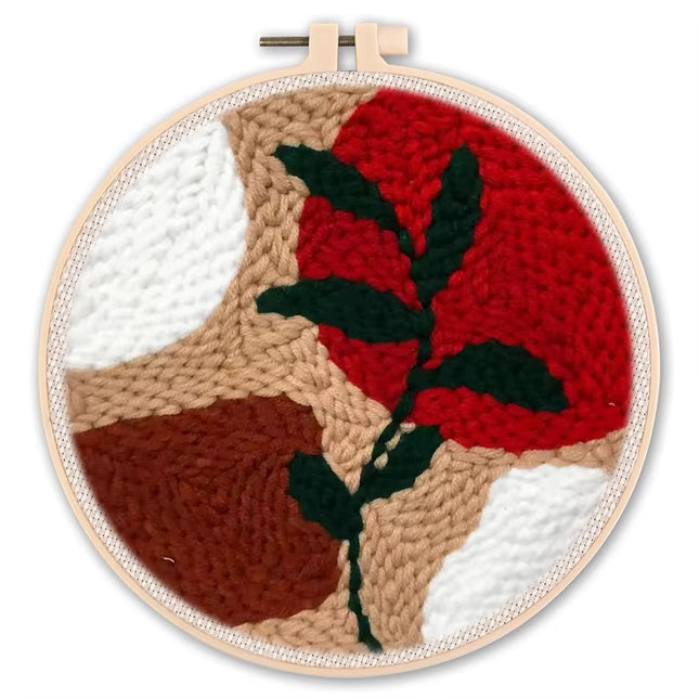 Diy Punch Needle Embroidery Starter Kits For Beginner Leaves Pattern Funny Easy Yarn Painting Arts DIY Needlework Set Sewing Kit
