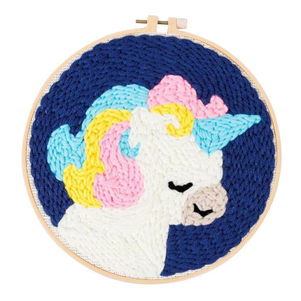 Embroidery Starter Kit Punch Needle Threader Fabric Embroidery Hoop Yarn Rug Punch Needle Pock Pen for Adults Kids Beginner