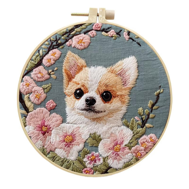 Dog Embroidery Kits DIY Cross Stitch Starter Craft Kits for Adults Embroidery Cloth with Pattern, Needles Instruction Threads