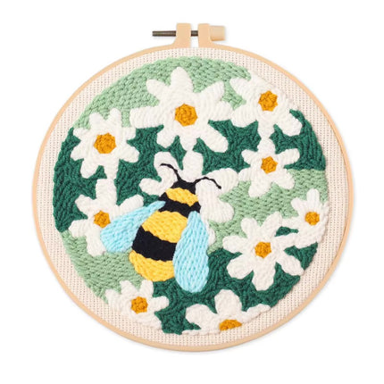 DIY Punch Needle Kit with Flower Butterfly Bee Pattern with Yarn Stamped Cloth Threader Tools  Punch Needle Embroidery Kits