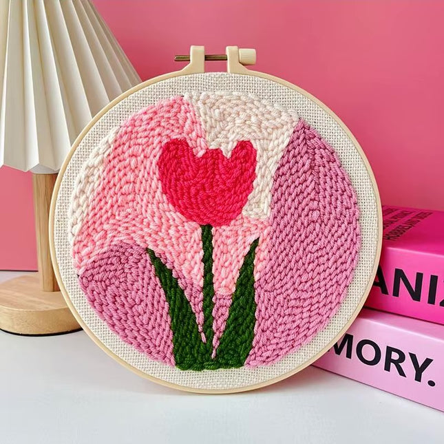 Leaf Punch Needle Starter Kits for Adults Soft Yarn Punch Needle Embroidery Set Handwork Cross Stitch Home Decor Diy Craft