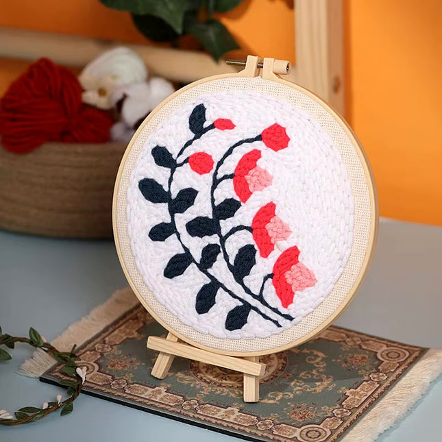DIY Punch Needle Embroidery Kit with Yarn Floral Pattern Starter Kit Magic Tufting Set Poking Cross Stitch Tools For Knitting