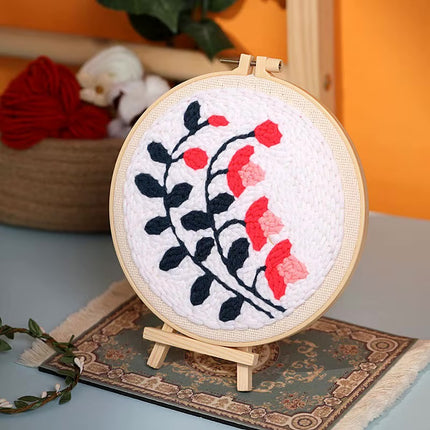 DIY Punch Needle Embroidery Kit with Yarn Floral Pattern Starter Kit Magic Tufting Set Poking Cross Stitch Tools For Knitting