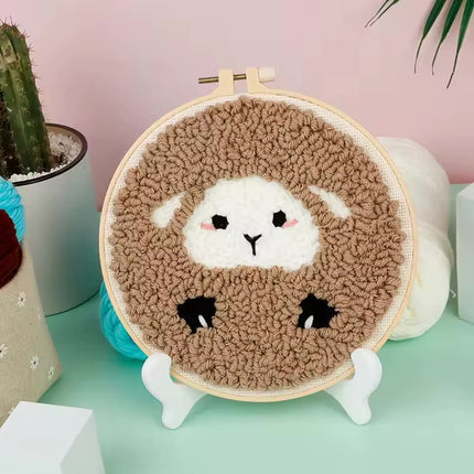 DIY Punch Needle Kits for Beginners Cute Animal with Hoop Embroidery Punch Needle Tool for Art Crafts Handmade Cross stitch kits
