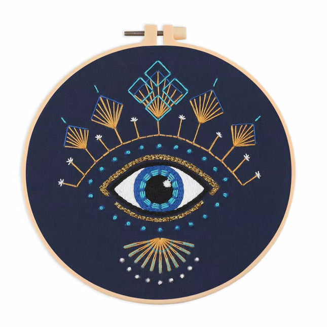 Eye Embroidery Starter kit with Patterns, DIY Adult Beginner Cross Stitch Kits, Including Colored Threads and Needles