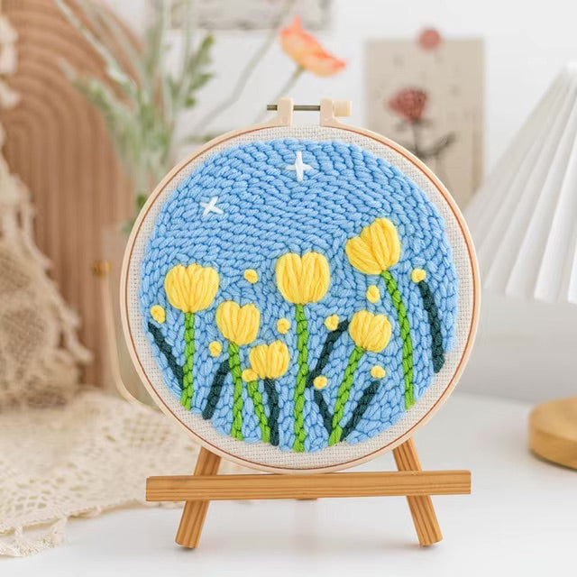 GATYZTORY punch needle embroidery kits Fresh scenery embroidered kit Cross stitch kits Embroidery frame Art and crafts with need