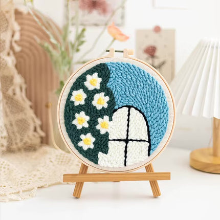 GATYZTORY punch needle embroidery kits Fresh scenery embroidered kit Cross stitch kits Embroidery frame Art and crafts with need