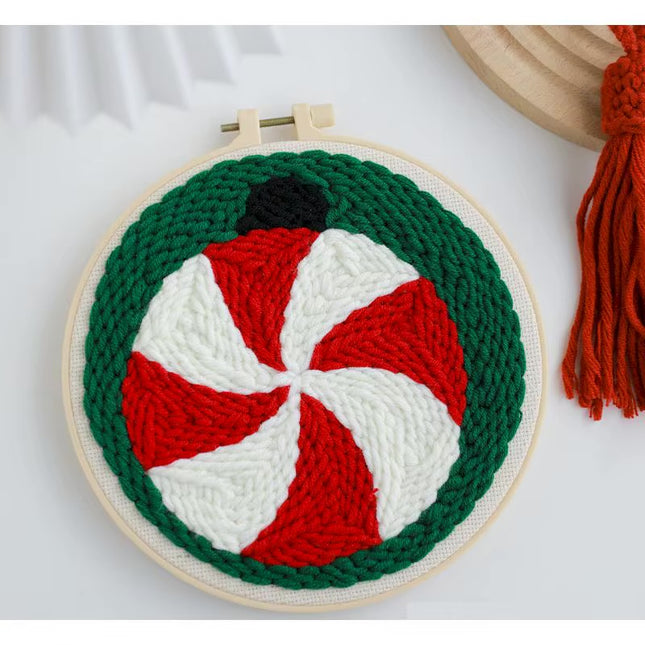 Easy DIY Craft Punch Needle Embroidery Kits with Stamped Color Pattern Package Instruction,Yarn and Adjustable Pen Christmas