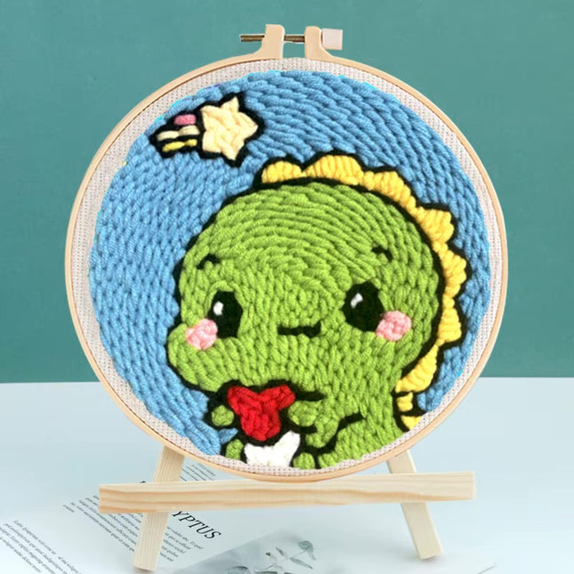 RUOPOTY Flowers Diy Punch Needle Embroidery Starter Kits Crafts Poking Embroidery Painting Hoop Yarn Rug For Home Decor 20x20cm