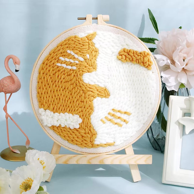 Punch Needle Embroidery Starter Kits For Adults Beginners Punch Needle Fabric Yarns Embroidery Hoops Diy Crafts Home Decor Gift