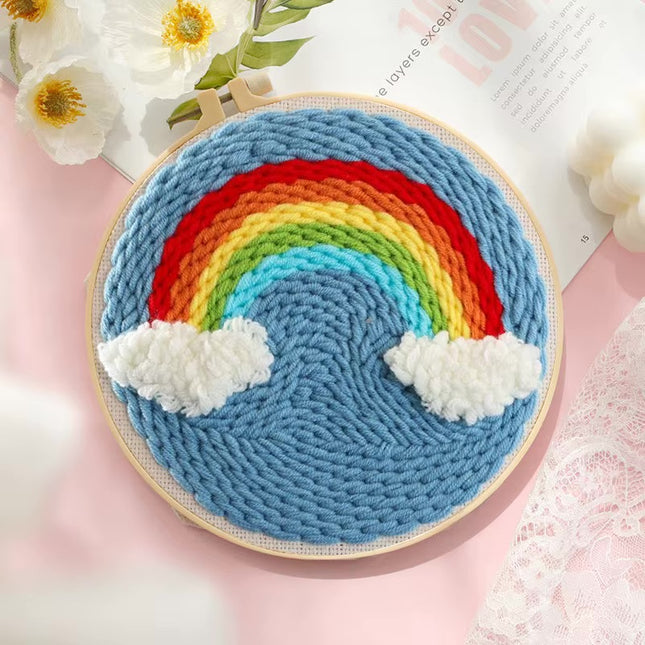 New Punch Needle Embroidery Kit with Yarn for Beginners Easy Embroidery DIY Needlework Wool Work Home Decor Custom Embroidery