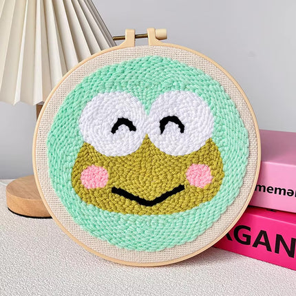 Punch Needle Embroidery Starter Kit Punch Needle Kits Cartoon Pattern Embroidery Pen For Adults Kids Beginner Gift Home Decor