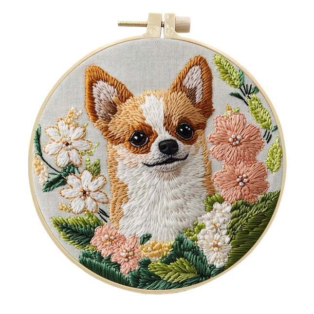 Dog Embroidery Kits DIY Cross Stitch Starter Craft Kits for Adults Embroidery Cloth with Pattern, Needles Instruction Threads